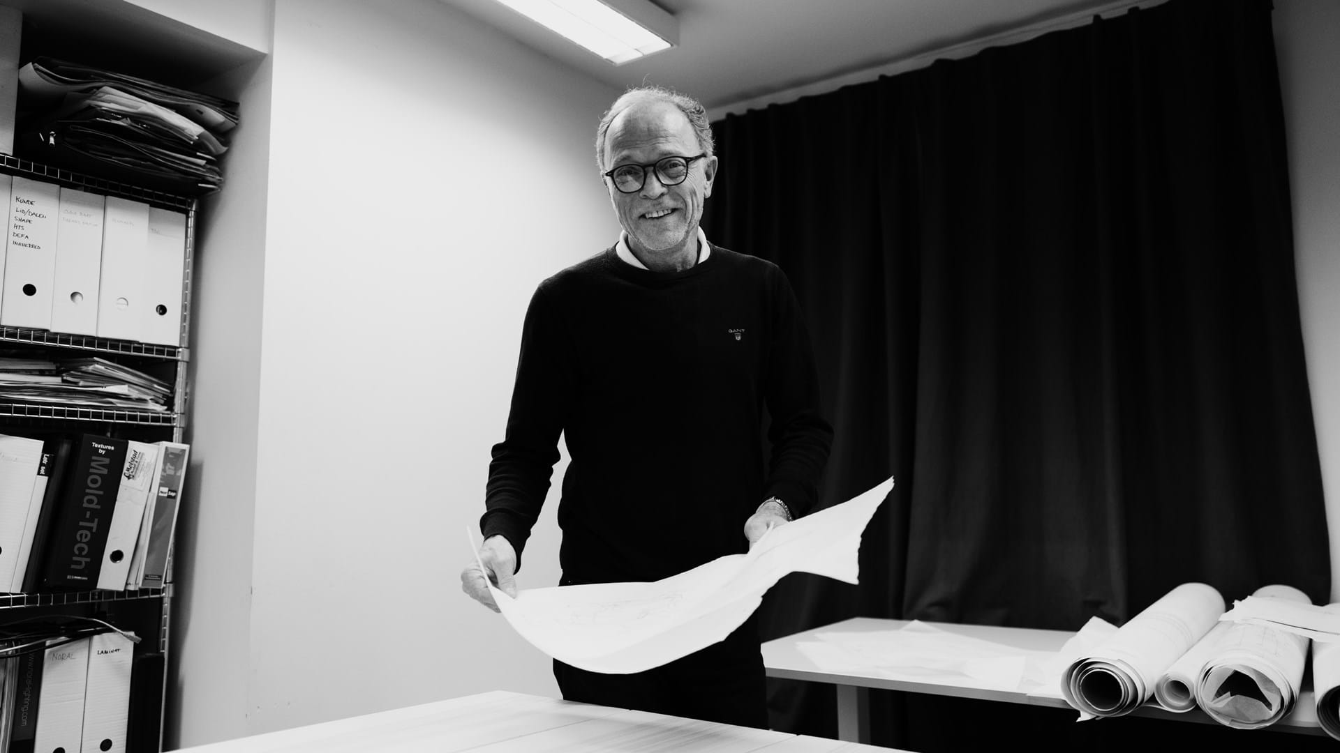 Espen Thorup showing a Nordkapp design and smiling